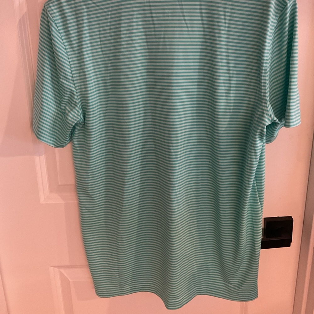 Croft & Barrow Performance Aqua Striped Short Sleeve Polo Shirt - Men’s Size Med - Picture 5 of 11